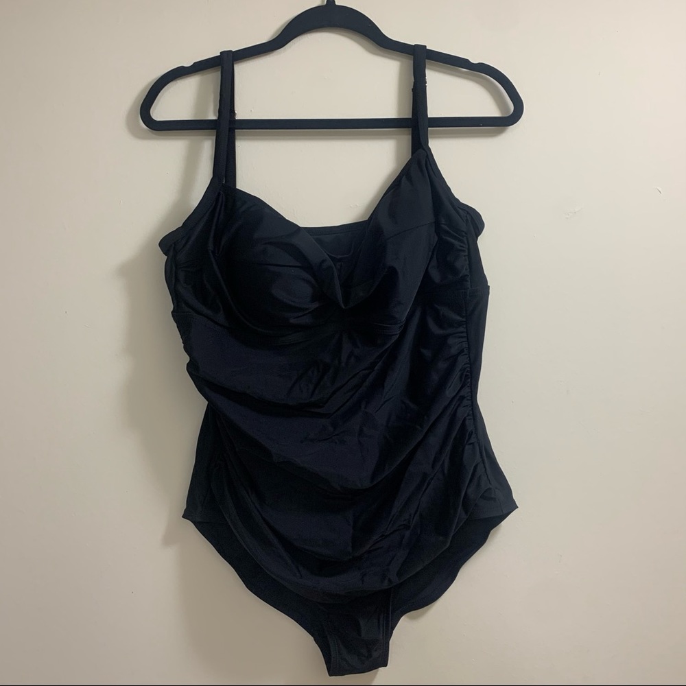 Merona One Piece Swimsuit XL 16-18 Black Adjustable Straps